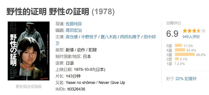 野性的证明（1978） 电影