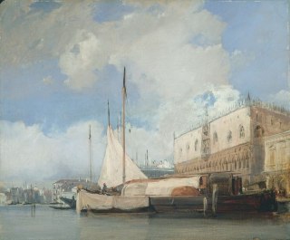 🎨 The Doge's Palace, Venice, 1826by Richard Bonington 🏴󠁧󠁢󠁥󠁮󠁧󠁿oil on millboard, 35.5 x 42.7 cm Cleveland Museum of Art, USAAbout the artwork:The painting depicts the Doge's Palace, one of Venice's most iconic structures, known for its Gothic architecture. B