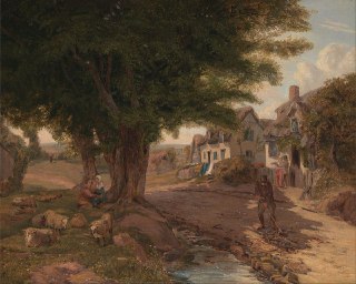 Village Scene (possibly Colickey Green, Essex), 1817by #Jessica_Landseer 🏴󠁧󠁢󠁥󠁮󠁧󠁿Oil on canvas. 35.6 x 44.5 cm.Yale Center for British Art, USAOriginal file🆔 @paintingsplace